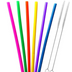 AWESOME REUSABLE RAINBOW SILICONE STRAWS (PACK OF 6 + CLEANING BRUSH)