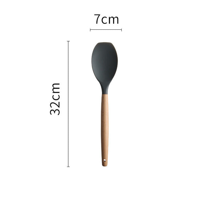 Non-Stick Spatula Special Silicone Spatula Soup Spoon Kitchen Utensil Wooden Handle Cooking Spatula Baking Tool