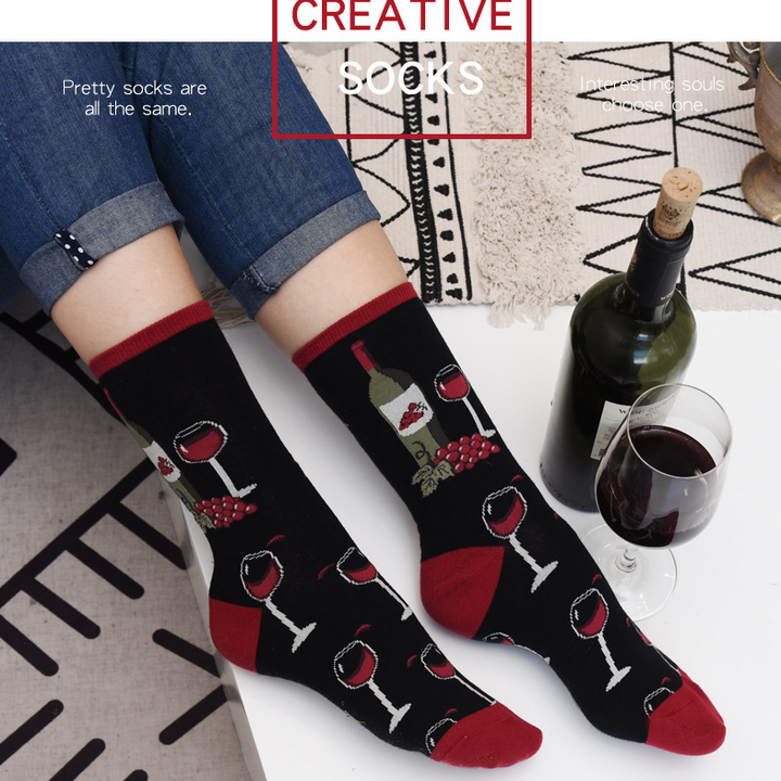 wine woman socks